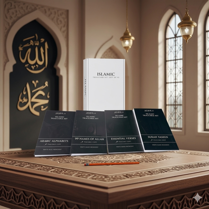 ISLAMIC TRACEABLE Learning Kit (Set of 4) – Reusable Quran Arabic Writing Practice for Kids & Beginners