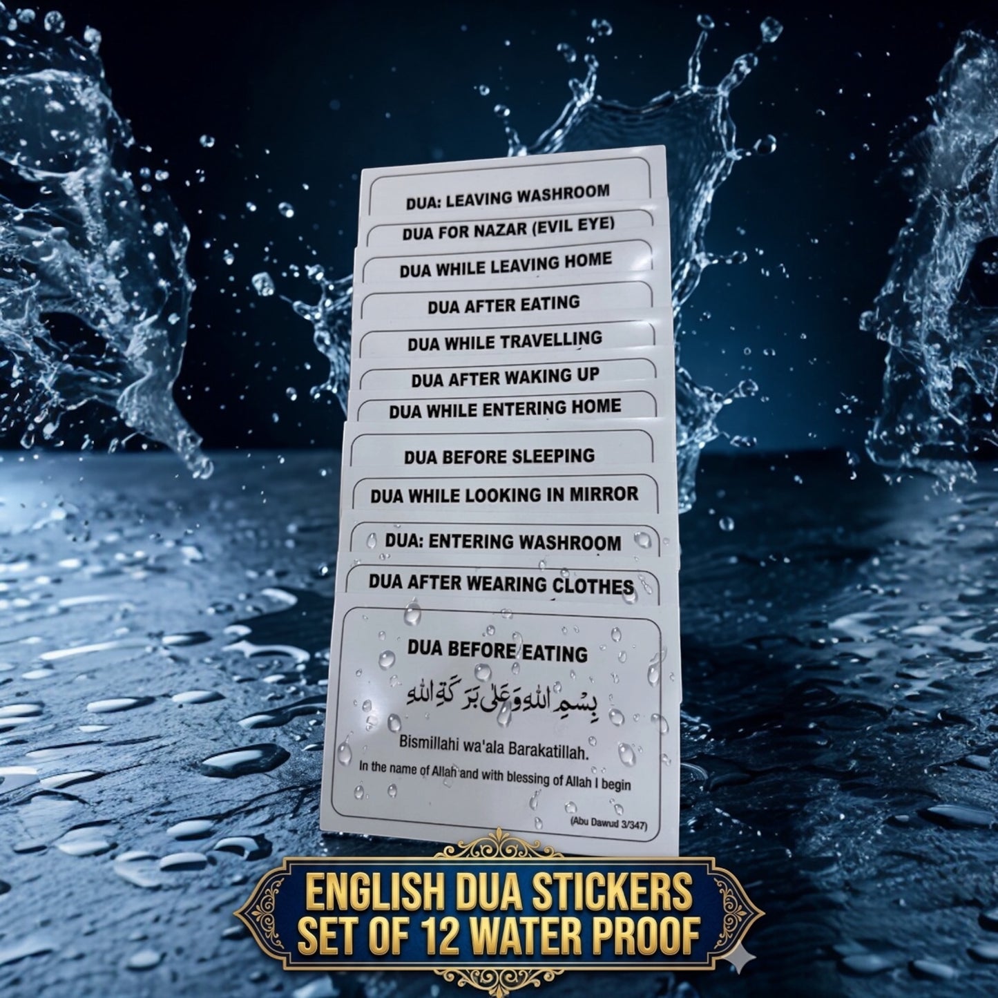 COMBO OFFER for 2 products Dua stickers set of 12 In Any 3 Languages & Traceable Kit Set Of 4books with pencil